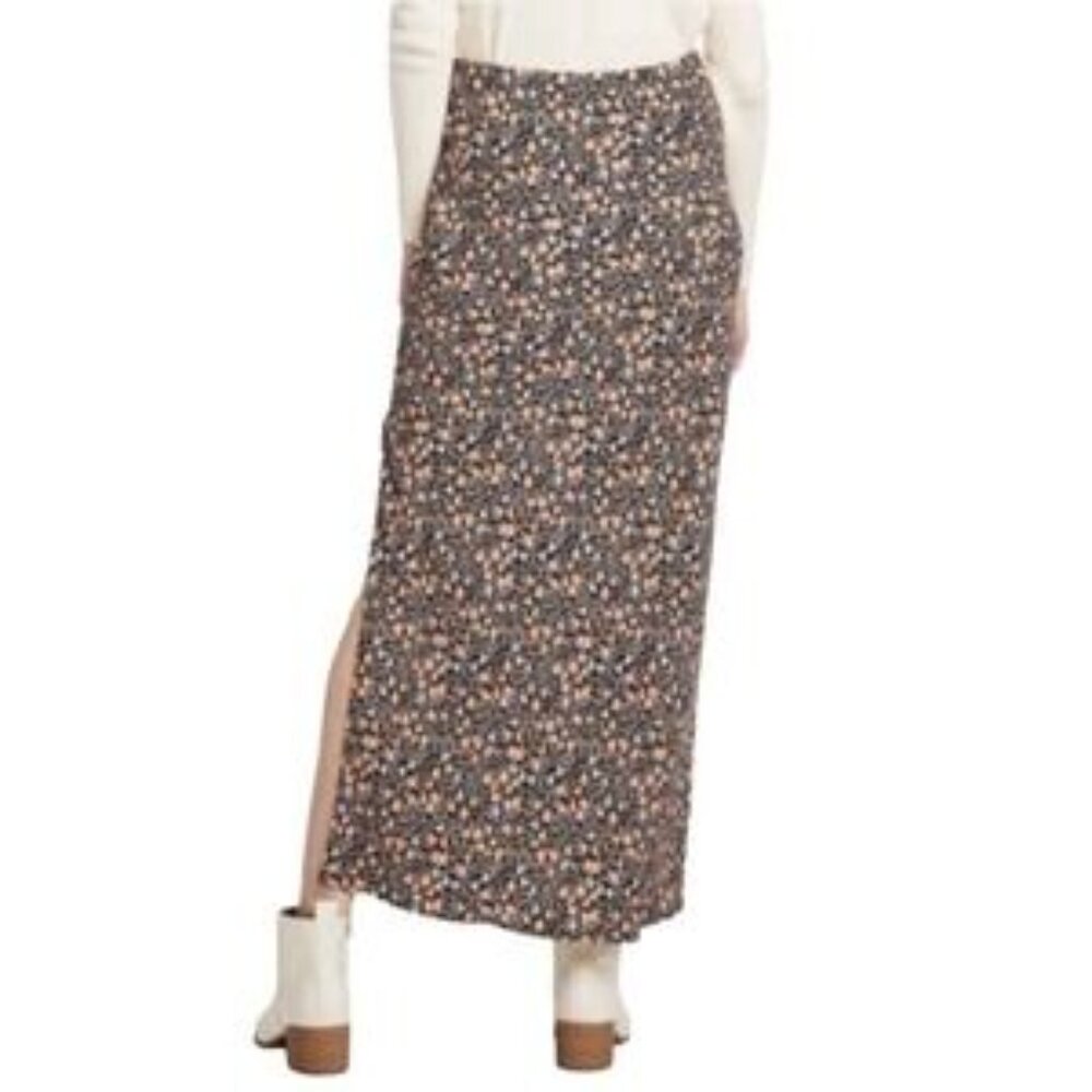 Nili Lotan x Target Liberty Floral Maxi A-Line Skirt Size Small Black Side Slit